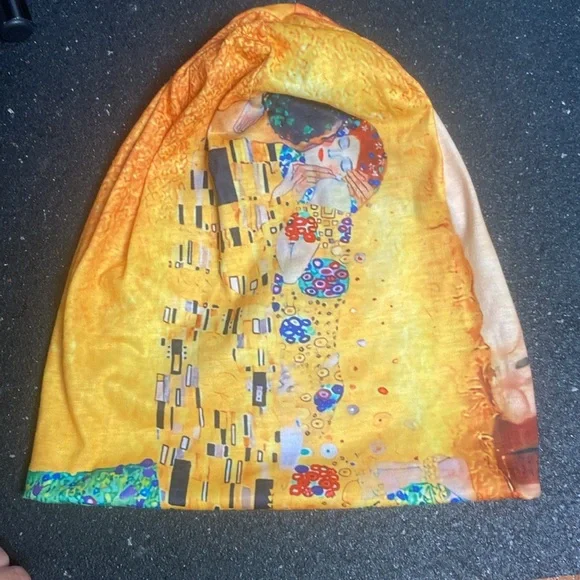 Orange yellow Light weight beanie with lovely print - Picture 2 of 3